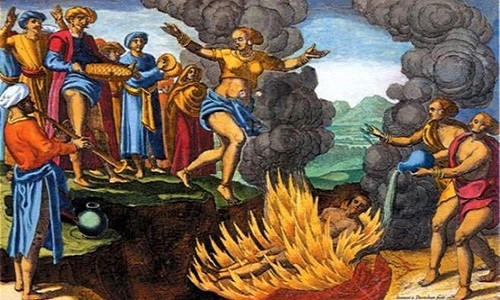 Hãi hùng tục lệ vợ nhảy vào giàn thiêu khi chồng mất